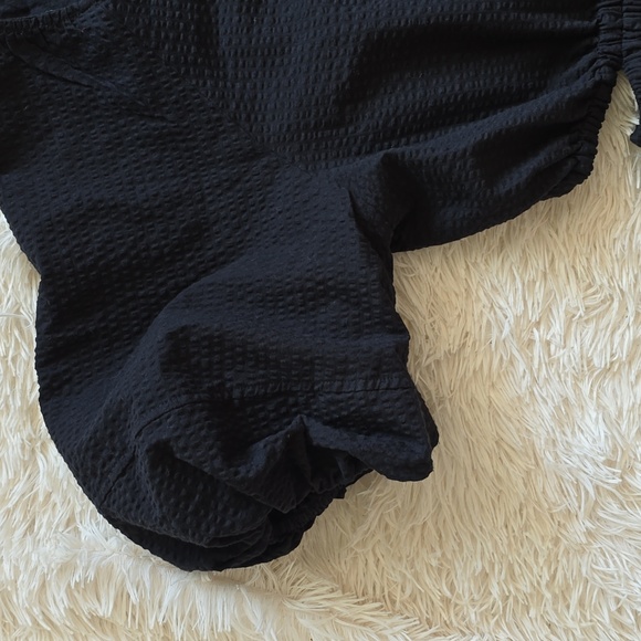 Seersucker Puff-Sleeve Cutout Mini Dress - Picture 6 of 12